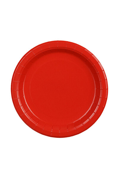Partydeco Paper Plates Red 18 cm – Round Disposable Party Plates (Pack of 6)