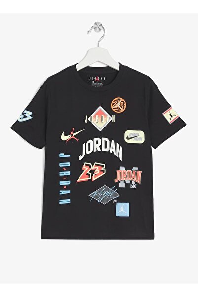 Nike Tricou negru pentru băieți cu patch Jordan Dynasty