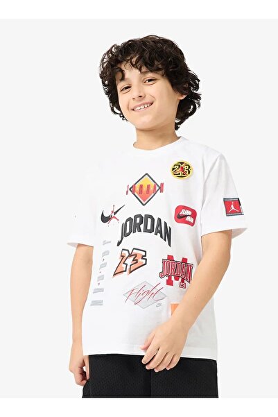 Nike Tricou alb pentru băieți cu patch Jordan Dynasty