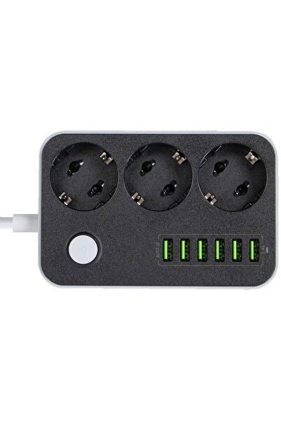 ColorWay Power Strip with 6 USB Ports, Child Protection, 1.8m - (CW-CHE36B) -...