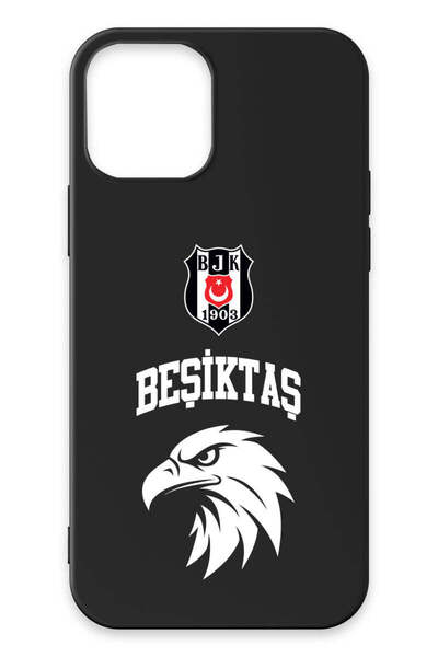 Beşiktaş iPhone 13 Uyumlu Kolej Yazı Kartal Siyah Silikon Lisanslı Telefon Kı...
