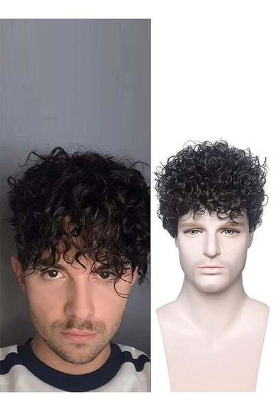 Arabest Men Wig,Short Wig Layered Grey Mixed Black Natural Synthetic Hallowee...