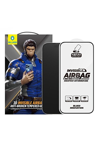 BLUEO Protector de ecran pentru iPhone 15 Pro Max - Sticlă anti-spărtură - Negru