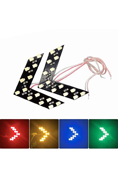 İRHANLAR Mavi Renk Yan Ayna Ok Işaretli Ledli Sinyal Lambası 14 Smd LED 2 Adet