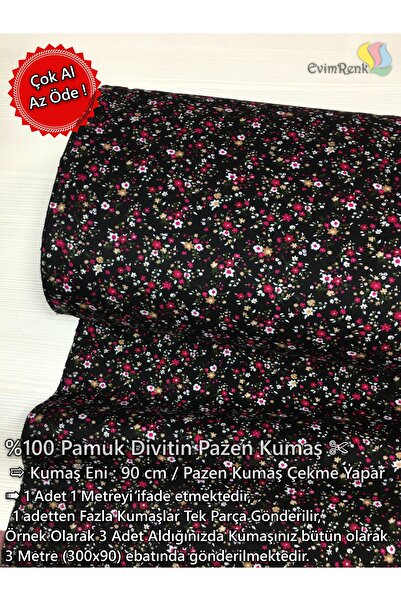 Renk Tekstil Divitin Pazen Metrelik Kumaş - Elbise - Hobi Tasarım - %100 Pamuk