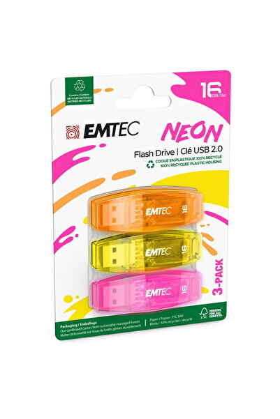 Emtec USB2.0 C410 16GB Neon 3 pcs