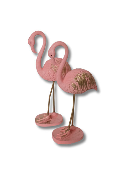 DoğaDekor Flamingo Dekoratif Polyester Biblo 2 li Takım Pembe