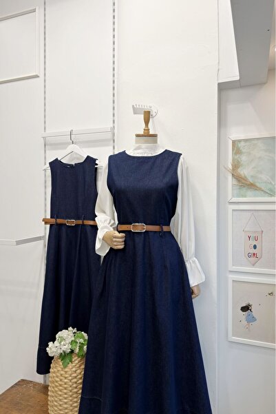 Faya Boutique Lacivert Taba Kemerli Veloria Jile