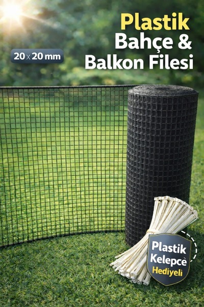 nzl file ambalaj Plastik Antrasit Dekoratif Bahçe Çiti Balkon Filesi 20 mm Gö...