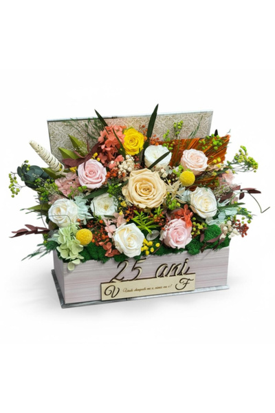 Eventissimi Премиум аранжировка с криогенно стабилизирани естествени цветя в ...