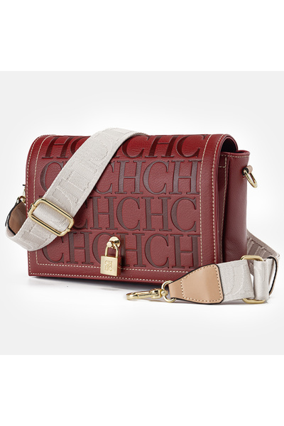Carolina Herrera Fashion Design Crossbody Bag Metal-Adorned Buckle Shoulder B...