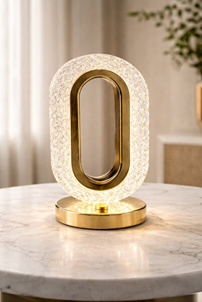 Vadi Dokunmatik Şarjlı 3 Kademeli Işıklı Kristal LED Gold Masa Lambası
