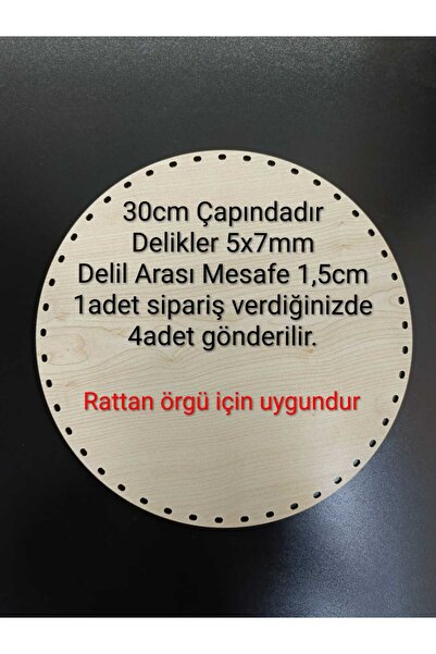 öyküdekor Ahşap Mdf İp Örgü, Rattan Örgü, Bambu Örgü İçin Yuvarlak Tabanlık 3...