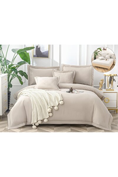 Truva Home 100% Cotton Bed Linen Set - 180x200 cm, 6 Pieces - Premium Set for...