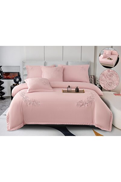 Truva Home Finet Cotton Bed Linen - 6 Pieces, 180x200 cm, Fitted Sheet