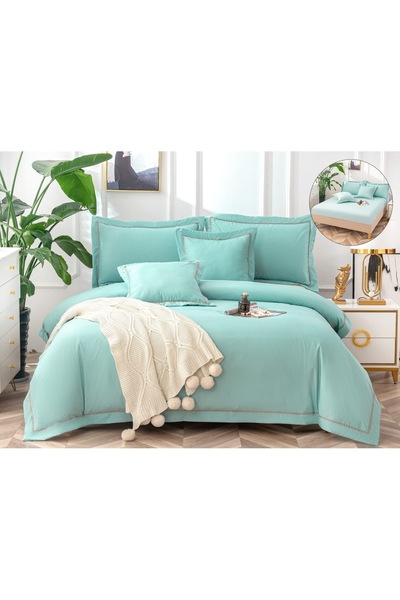 Truva Home 100% Cotton Bed Linen Set - 180x200 cm, 6 Pieces - Premium Set for...