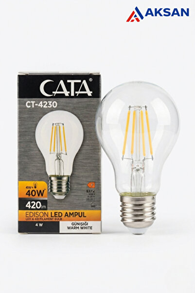 Cata CT-4230 4W Rustik Led Filament Ampul E27 Duy Günışığı (3000K) A60 Dekoratif