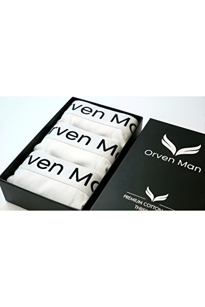 Orven Man Erkek 3’lü Beyaz Boxer Seti – Premium Pamuk, Rahat Kalıp