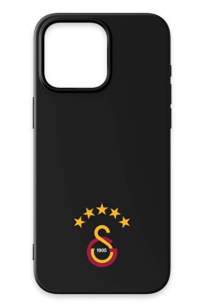 Galatasaray iPhone 14 Pro Uyumlu 5 Yıldız Arma Siyah Silikon Lisanslı Telefon...