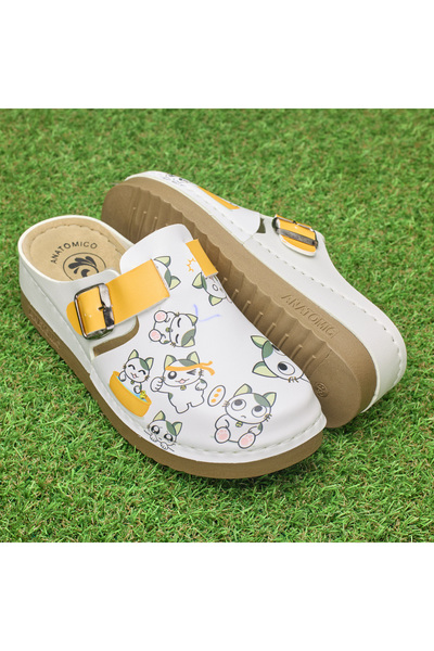 DR KLOMPA Women's Medical Clogs, 154216, Yellow Kittens