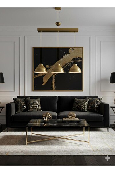 BİAVİZE 3 LÜ GOLD JAPON ŞAPKALI SARKIT AVİZE (60CM AYARLANABİLİR KABLO SEÇENEĞİ)