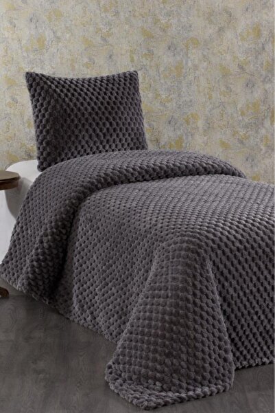 Çeyiz Diyarı Cordoba Λούτρινο Μονό Κάλυμμα Κρεβατιού Ανθρακί