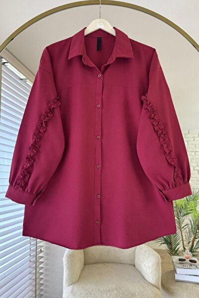 HİFADEN Women's Ruffled Sleeves Robe Hijab Shirt