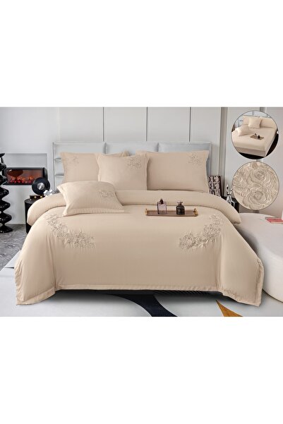 Truva Home Finet Cotton Bed Linen - 6 Pieces, 180x200 cm, Fitted Sheet