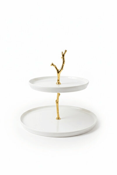 Jenisa حامل كعك من البورسلين مكون من طبقتين - حامل تقديم الكيك بتفاصيل أغصان ...