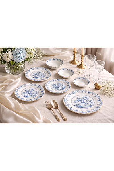 Solomungo Porcelain Imperial Blue 8 Piece Breakfast Set for 4 People