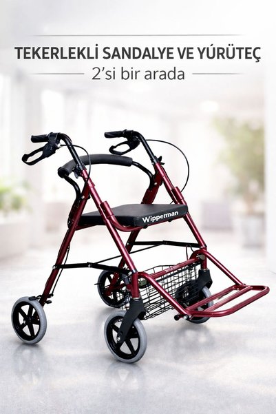karagül TEKERLEKLİ SANDALYE ve HASTA YÜRÜTEÇİ 2 Sİ BİR ARADA ROLLATÖR HASTA YÜRÜTEÇİ TEKERLEKLİ SANDALYE