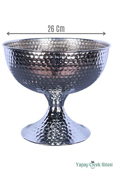 Yapay Çiçek Sitesi Metal Decorative Impact Vase 22 cm Silver