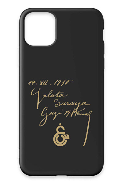 Galatasaray iPhone 11 Pro Max Uyumlu Atatürk İmza Siyah Silikon Lisanslı Tele...