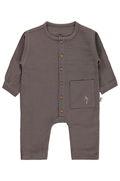 Civil Baby Palmiye Nakışlı 3-12 Ay Tulum - Kahverengi 6-9 Ay