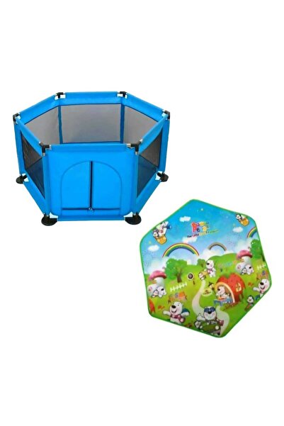 Vision سياج لعب وملعب أطفال بفتحة جانبية باللون الأزرق