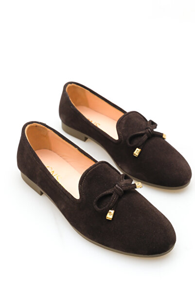 GNS Shoes Balerini de damă RİVE din piele naturală maro din piele intoarsa