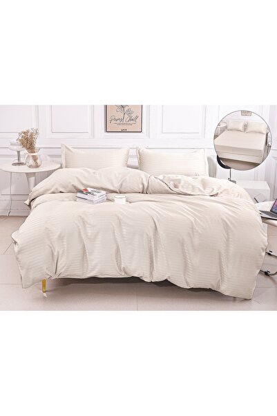 Truva Home Damask Bed Linen 4 Pieces - Fitted Sheet, 180x200 cm