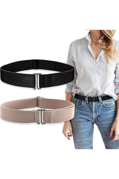 Arabest 2Pcs Slim Belt,Simple Solid Colour Belt,Adjustable Strap Belt with Fl...