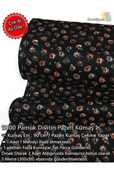 Renk Tekstil Divitin Pazen Metrelik Kumaş - Elbise - Hobi Tasarım - %100 Pamuk