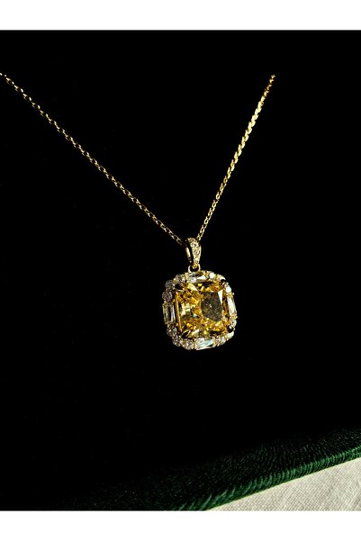 Miltonia Sarı Zirkon Taşlı 925s Gümüş Kolye