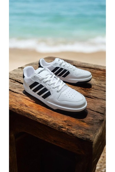 abinstore Men's Large Size Comfortable Fit Black and White Sports Shoes Sneak...