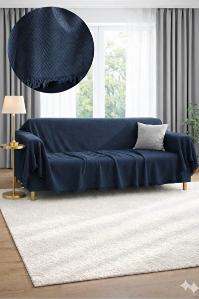 SEVHOME CONCEPT Natural Cotton Fringed Sofa Cover 170X215 cm