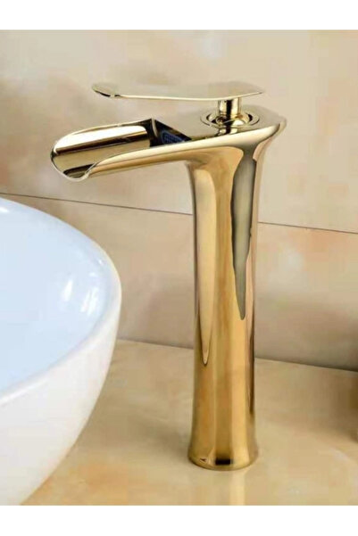 Fualora خلاط حوض غسيل ذهبي من شيلالي (طويل)