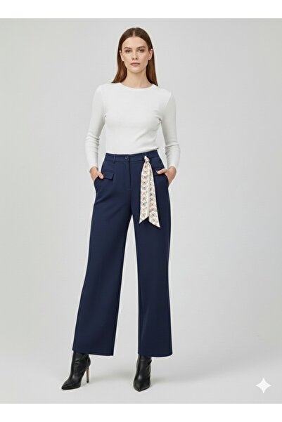 Ekol Scarf Detailed Trousers 4008
