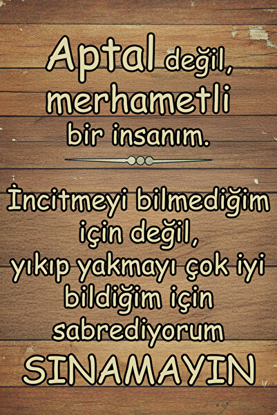 Hayal Poster Aptal Değil Merhametli Bir İnsanım Retro Ahşap Poster 20x30