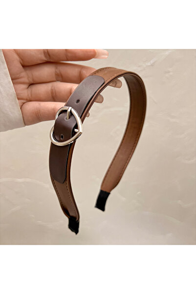 Accessories Hei Acı Brown Leather Belt Detailed Stylish Look Women's Crown