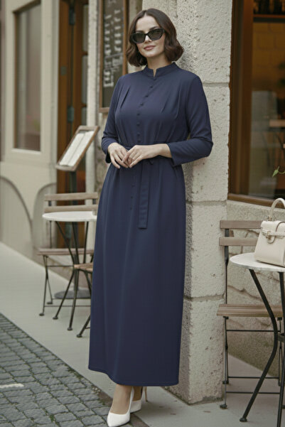 benguen Buttoned Hijab Dress N7204 Anthracite