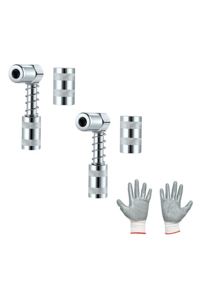 OEM Set 2 Adaptori pentru cap gresor,cot 90*,lungime 7,7 cm,argintiu,otel car...