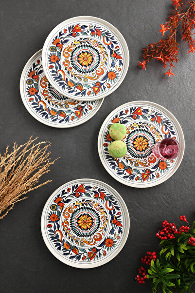 Leila 4'lü Autumn Garden Tepsi 22 cm Çok Renkli