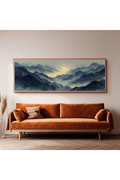 Dekorsiahome Ahşap Çerçeveli Panoramik Oturma Odası Tablosu UZ0038